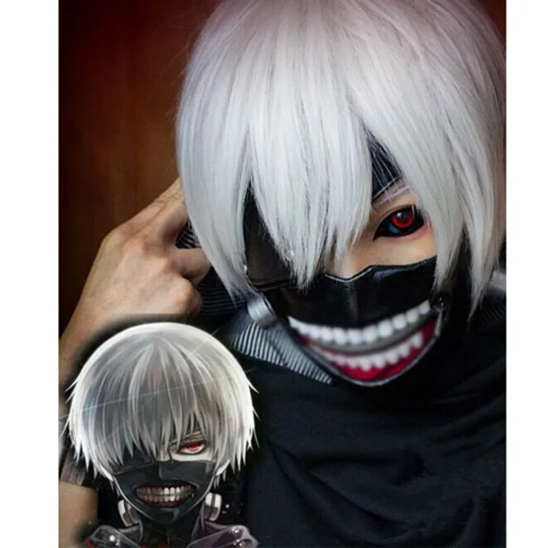 Japan Anime Cosplay Wig Tokyo Ghoul Ken Kaneki Cos Wig Synthetic Hair Halloween Party Prop Novelty Gag Toys Japan Anime Cosplay Wig Tokyo Ghoul Ken Kaneki Cos Wig Synthetic Hair Halloween Party Prop Novelty Gag Toys