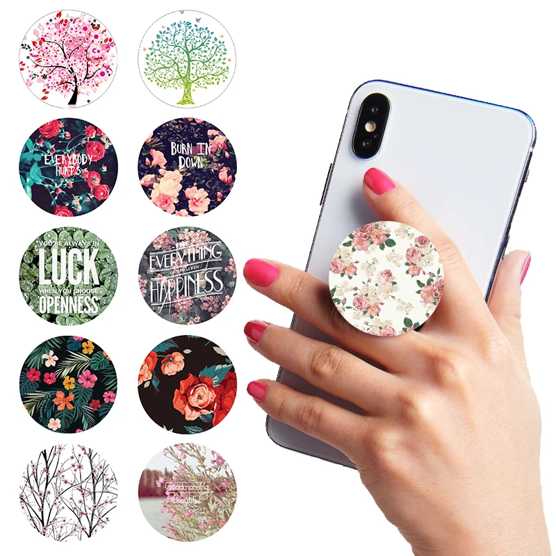 

popsoket Phone Holder Stand Woman's Lovely Flower Pattern Smartphone pocket socket Desk Stand Hand Finger Phones Ring Grip