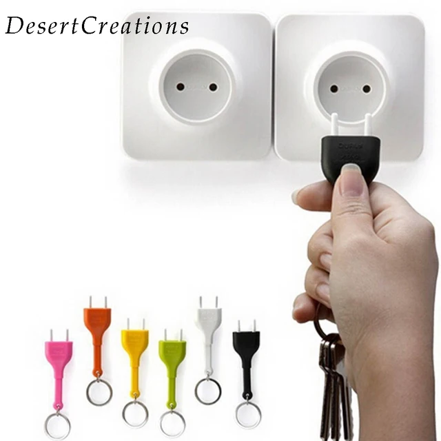 Random Color Cute Home Wall Decroation Design Unplug Keyring Eu Plug Random Color Cute Home Wall Decroation Design Unplug Keyring Eu Plug Socket Keychain Key Ring Holder