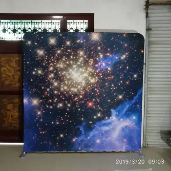 

custom double sided print pillowcase backdrop 2 different designs on each sides with stand