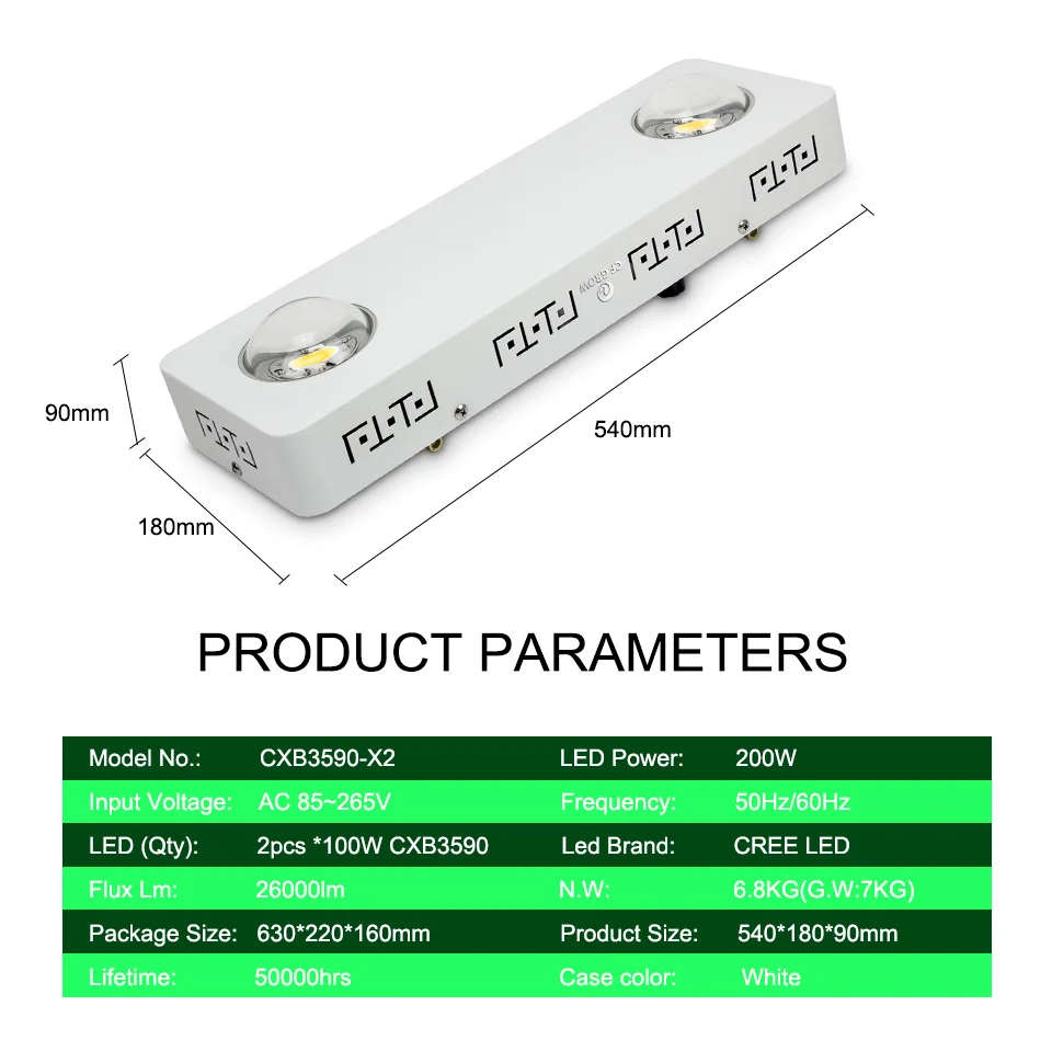Диммируемый CREE CXB3590 200 Вт COB светодиодный свет для выращивания всего спектра 26000лм = HPS 400 Вт лампа для выращивания растений в помещении