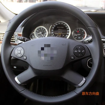 

PUOU E-grade leather hand sewing steering wheel cover wholesale leather special hand sewing set car steering wheel Free shipping