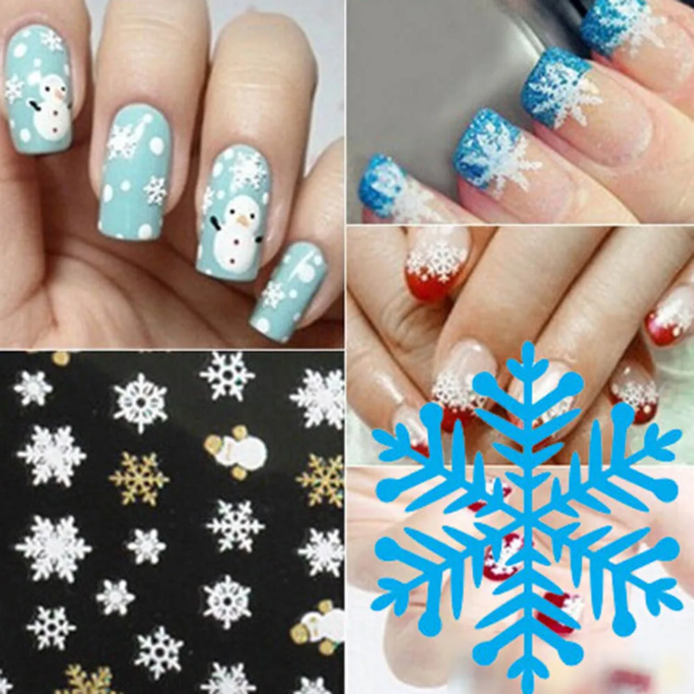 

1 sheet New 3D Nail Art Tips Christmas Snowman Snowflakes Nail Decals Girl Xmas Decor Nails Stickers Accessories Nail Art Tool