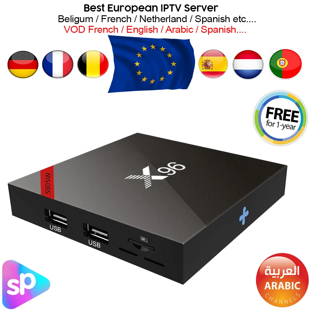 

X96 Set Top Box S905W 2G/16G Android 7.1 Free 1 Year IPTV Subscription Europe/French/Belgium/Spanish/Arabic etc....
