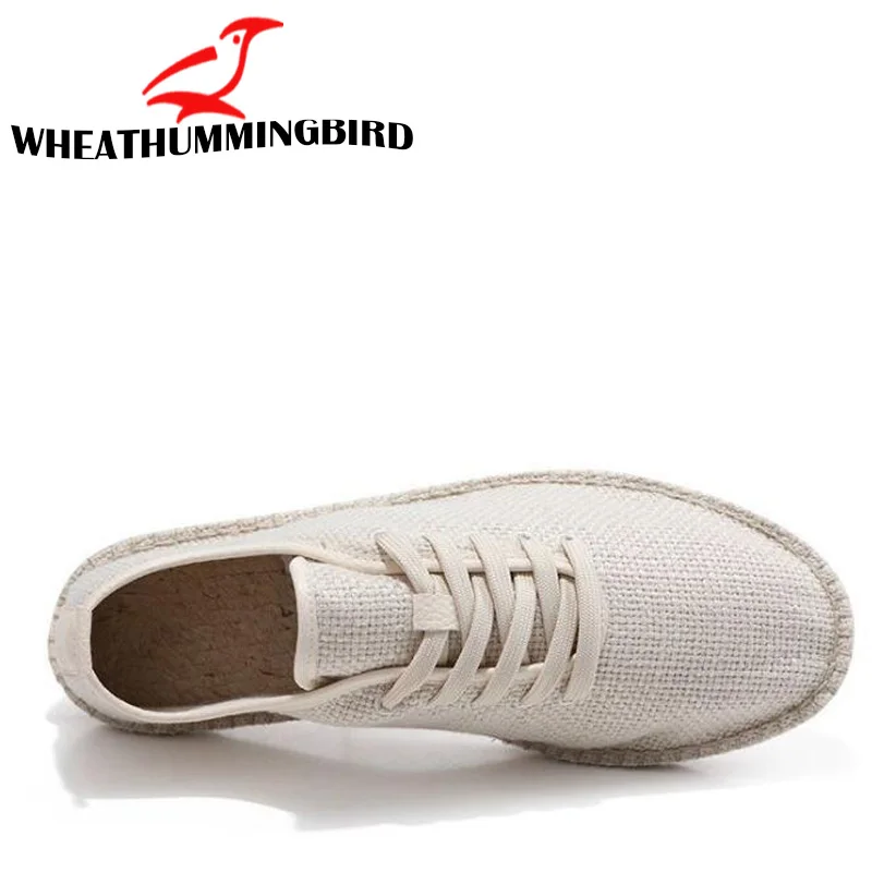 2019 Для мужчин парусиновая дышащая мужская обувь Лоферы слипоны одноцветное черный, белый цвет Конопля обертывание Для мужчин обувь