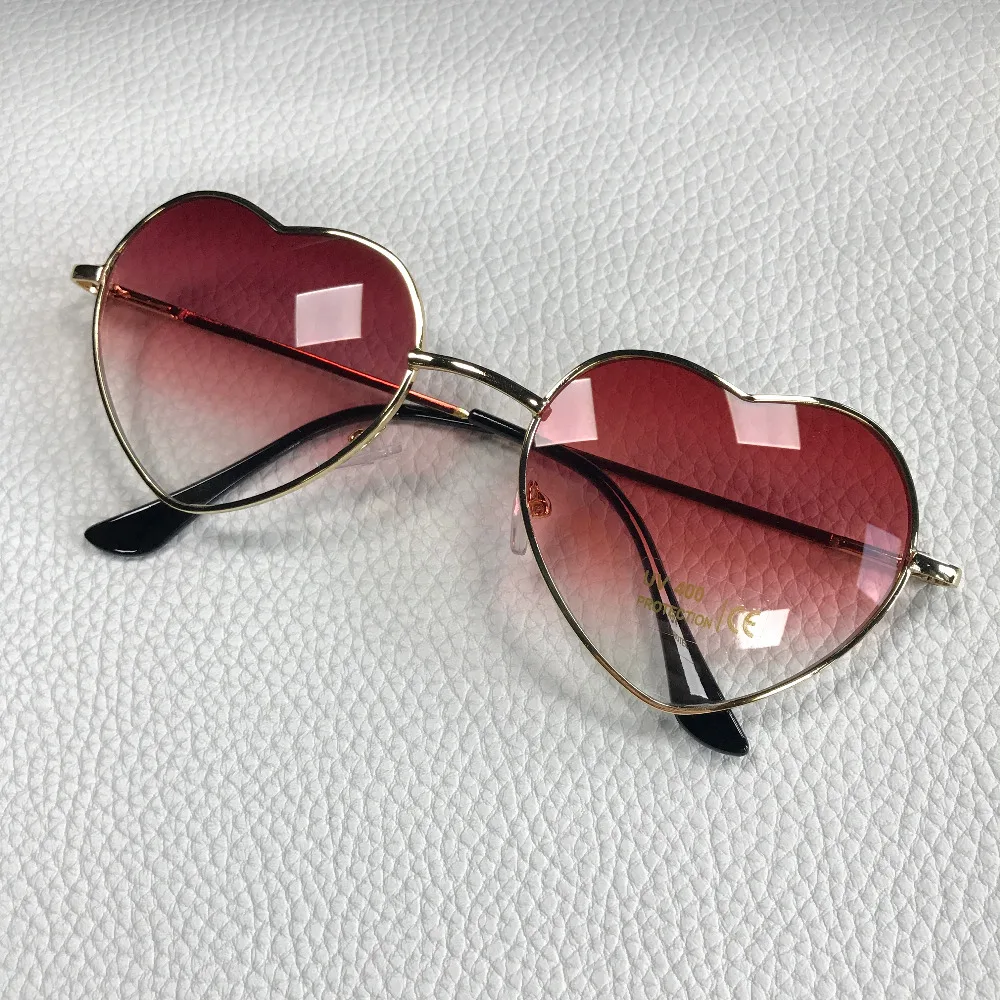 HAPTRON fashion Heart Shaped Sunglasses women metal clear red lens glasses Fashion heart sun glasses Mirror oculos de sol big cat eye sunglasses