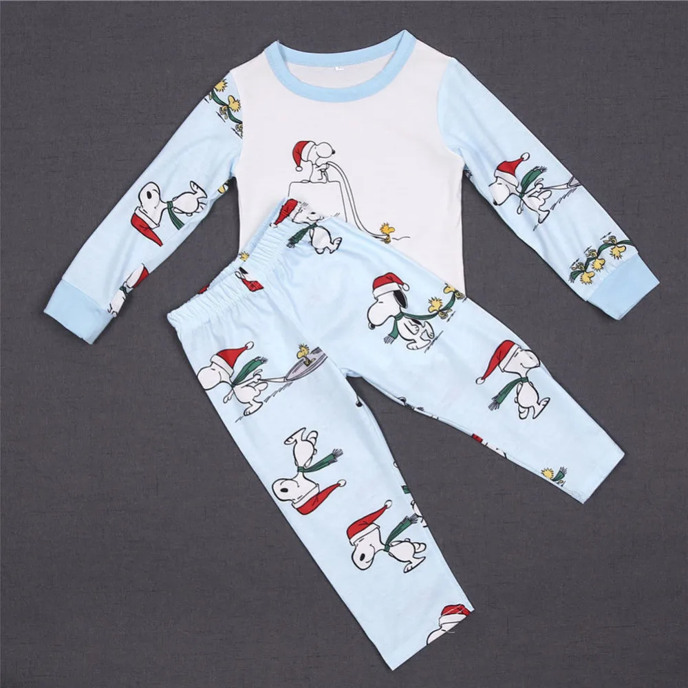 Новинка; повседневные одинаковые пижамные комплекты для всей семьи; Рождественская одежда для сна с длинными рукавами для взрослых и детей; Рождественский Семейный комплект из 2 предметов