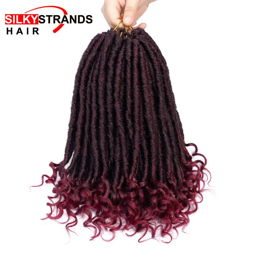 Extensões de Cabelo Ombre Encaracolado Deusa Faux Locs Crochê Cabelo Atacado Afro Trança Pré Esticado Sintético Macio Dreadlocks 3 High Quality Apliques e perucas