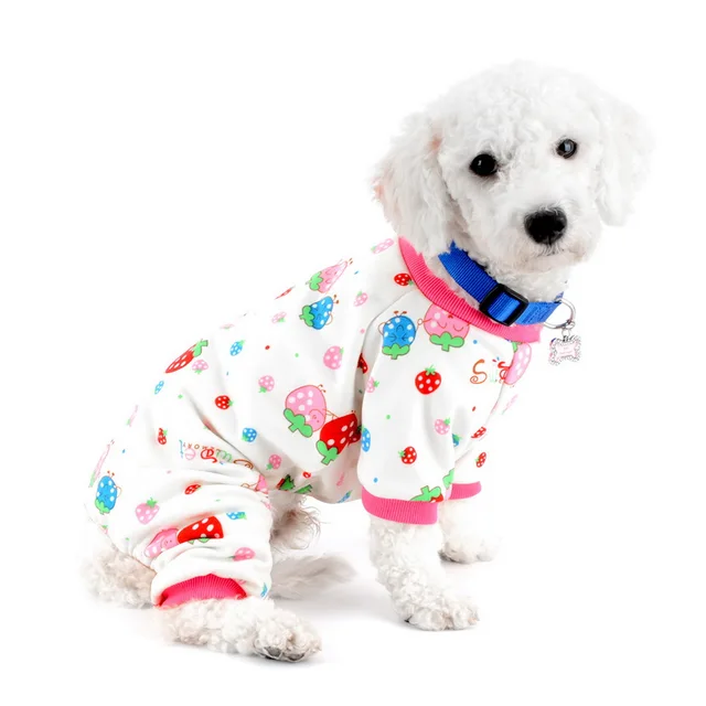 Fraise Impression Chien Pyjamas Animaux Pyjama Doux Chien Vêtements