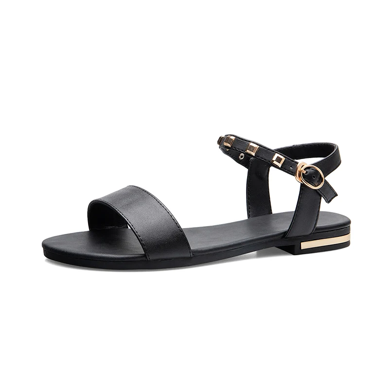 

Women's Rivets Flip Flops Sandal Rubber Flat Summer Beach Rain Shoes Open Toe Ankle Strap Buckle Sandals
