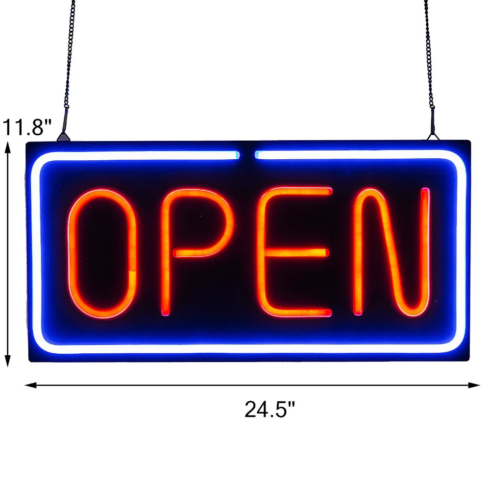 Неоновый знак "открыть" 24x12 дюймов светодиодный знак "открыть" 30 Вт горизонтальный знак "открыть" яркий светильник