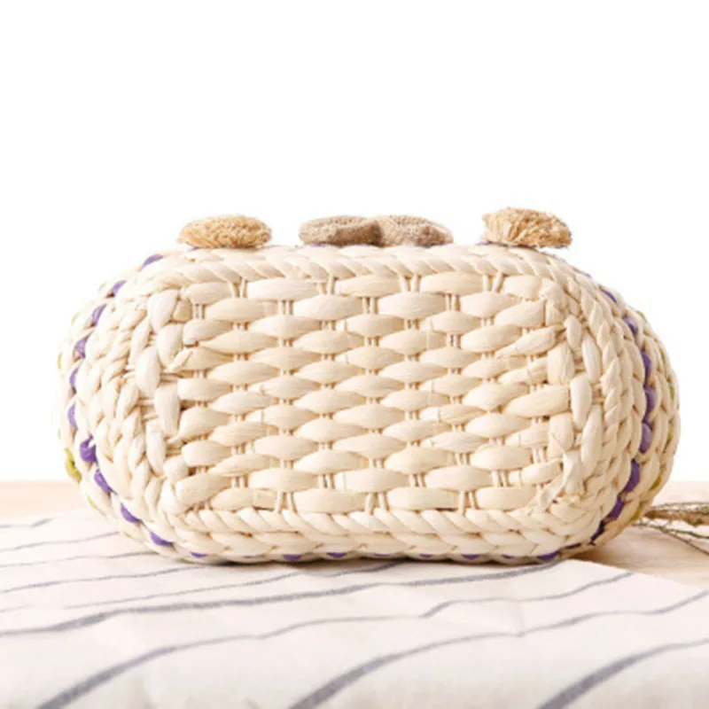 Women Beach Handbag Summer INS Popular Female Straw Bags Casual Lady Mini Fashion Bear Handle Bag Travel Knitted Bolsa SS3174 (6)