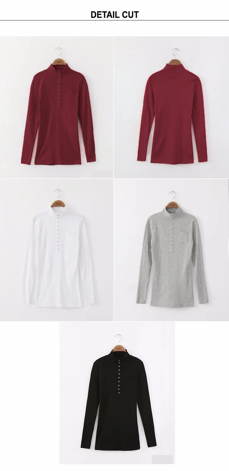 2016 Fashion Autumn & Spring Blusa Women Turtleneck Warm Winter Tops Slim Casual Long Sleeve T Shirt For Women Plus Size A733 c