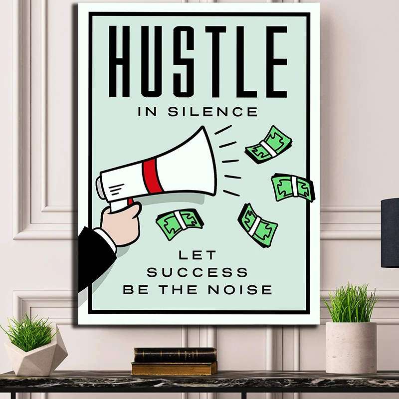 

Hustle in Silence Let Success Be the Noise Minimalist Alec Monopolyingly Canvas Prints Picture Modular Paintings Poster Wall Art