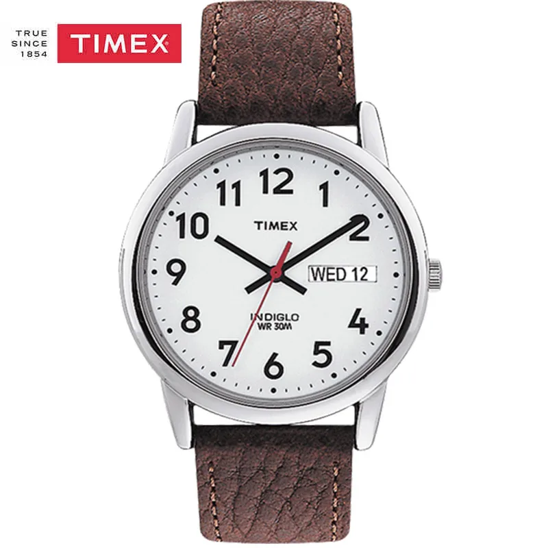 Timex Men Watch T20041 Easy Reader Day Date Quartz Leather Strap Mne's