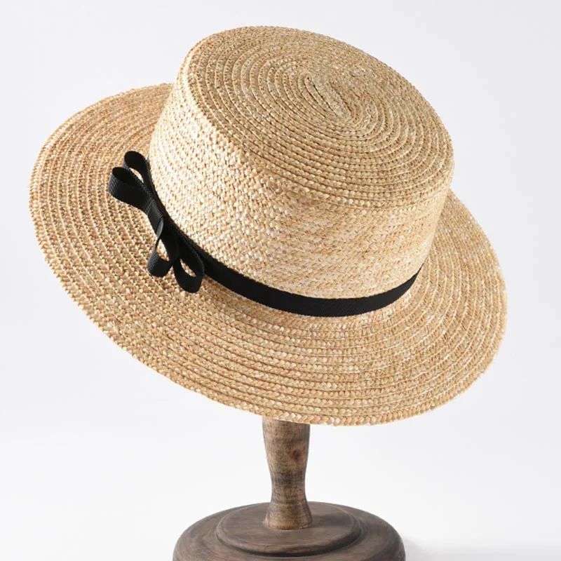 Высокое качество, Классическая Летняя Пляжная Шляпа с широкими полями, соломенная шляпа-канотье, шляпы от солнца для женщин 56-58 см - Цвет: 7cm brim