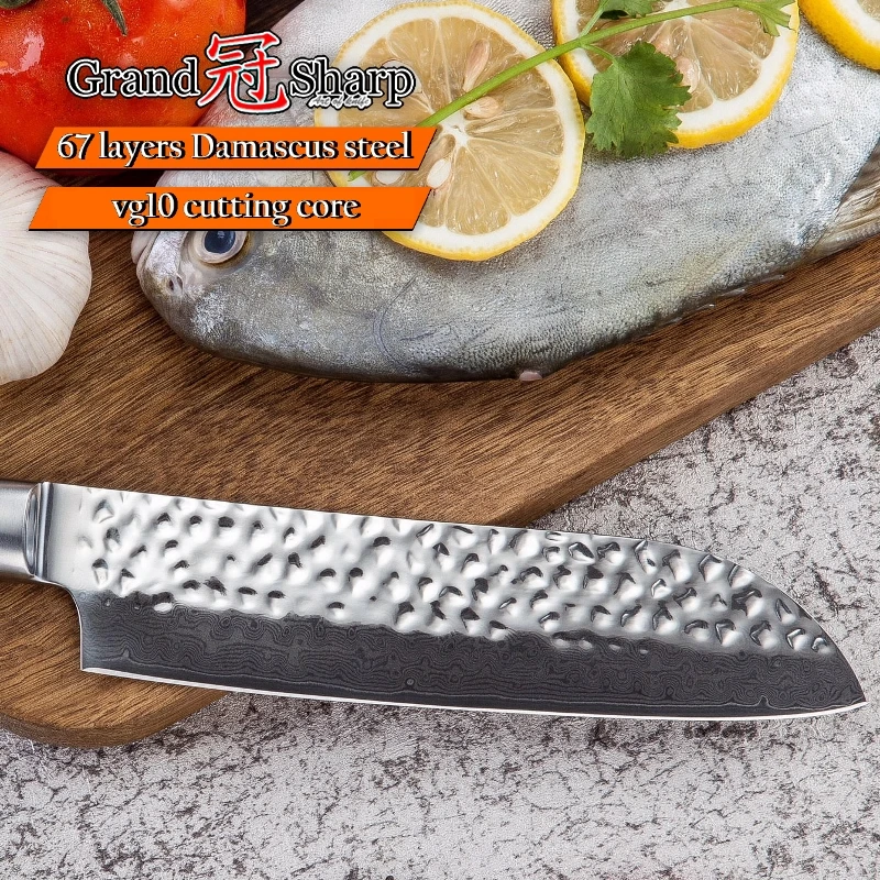 Набор кухонных ножей 3 шт. ножи шеф повара Santoku для очистки овощей vg10 дамасский