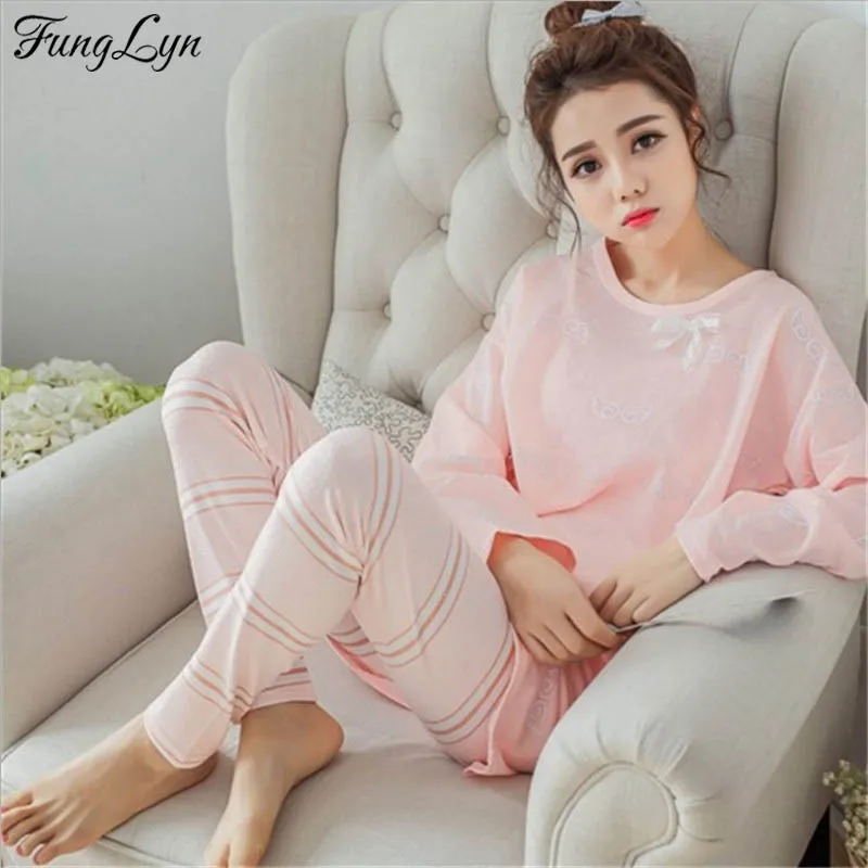 

FLC106 Long Sleeve Pajamas Pigiama Donna Night Suit Pyjamas Women Pyjama Femme Primark Pajamas Sleepwear Pijama Mujer Sleepwear