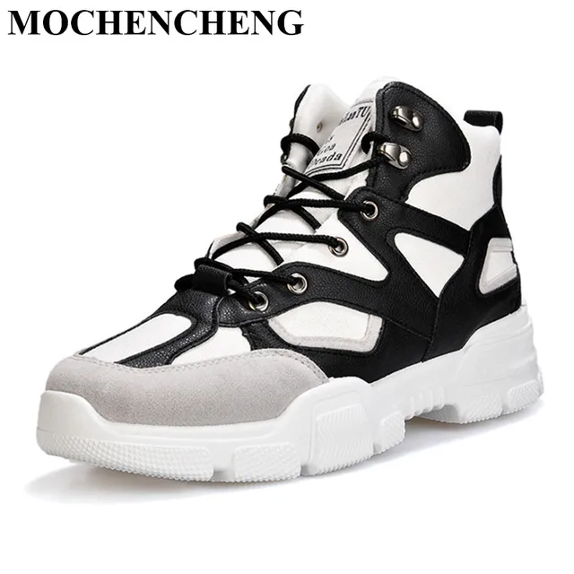 New Men Chunky Sneakers High Top Lace up Casual Shoes with Platform ...