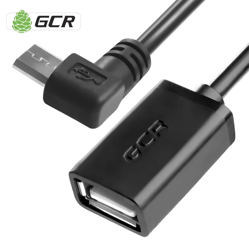 GCR Micro USB OTG Cable Black Angled USB OTG Adapter USB Cable For