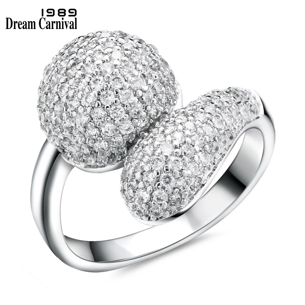

DreamCarnival 1989 Unique Designed Women Deluxe Party AAA Quality Cubic Zircon Paved Setting Rhodium or Gold-Color Ring SJ09843