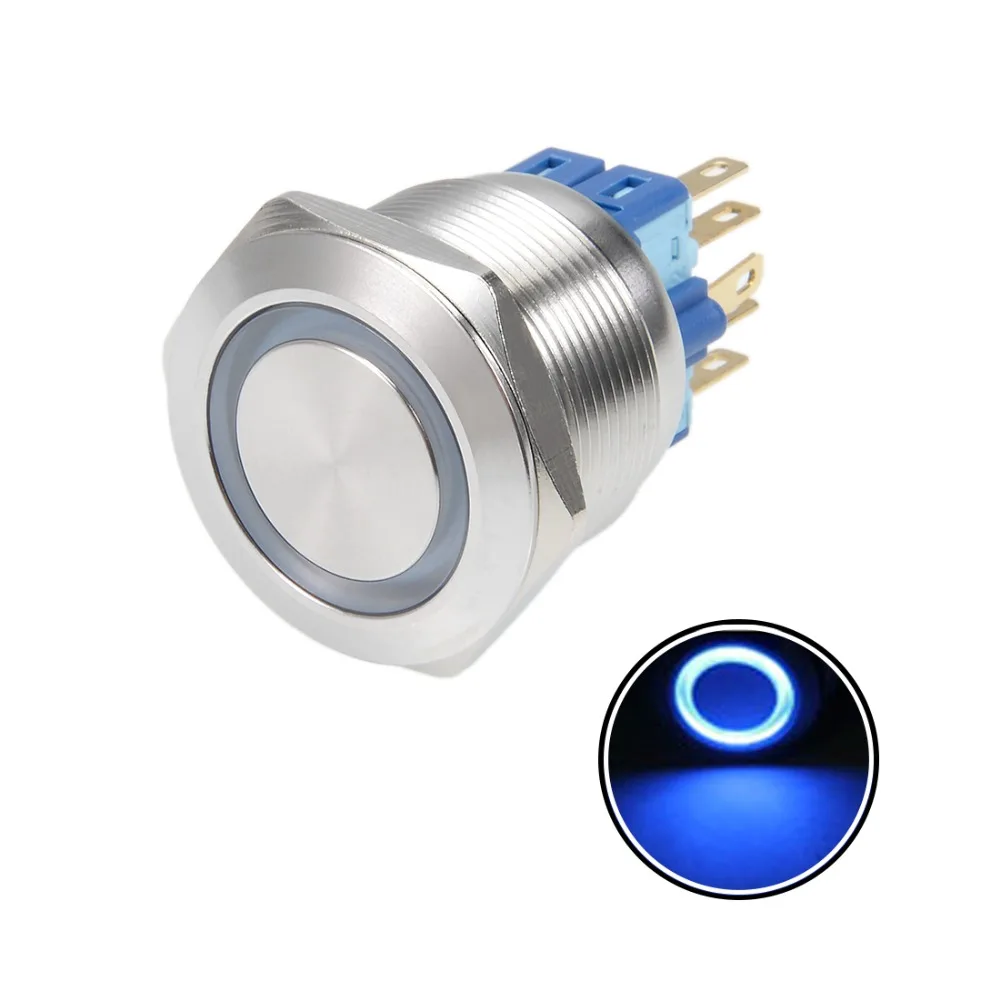 uxcell Momentary Metal Push Button Switch Flat Head 12mm Mounting Dia 1NO 3-6V Red LED Light