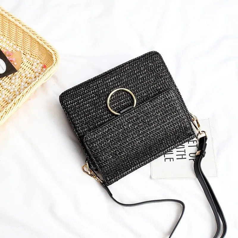 Women Summer Beach Straw Bags Female INS Popular Handbag Fashion Lady Shoulder Bag Ring Travel Knitted Crossbody Bolsa SS3171 (10)