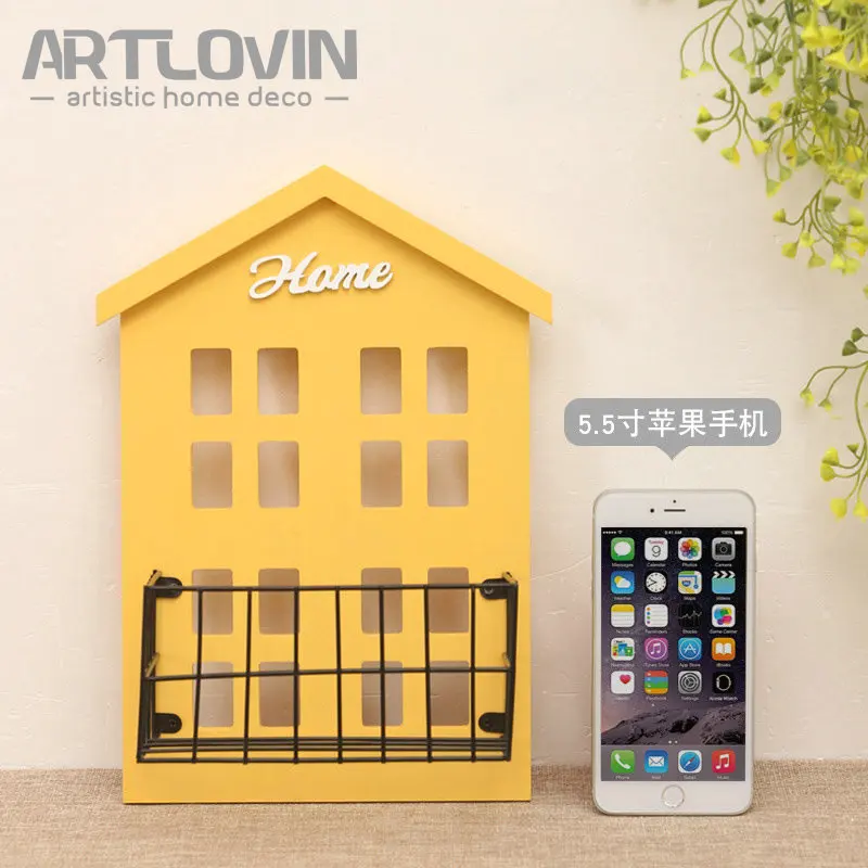 Goedkoop Creative Wall Mounted Opknoping Huis Model Mini Craft voor Home Tuin Deur Decoratie Miniatuur 3d Houten Bloempotten