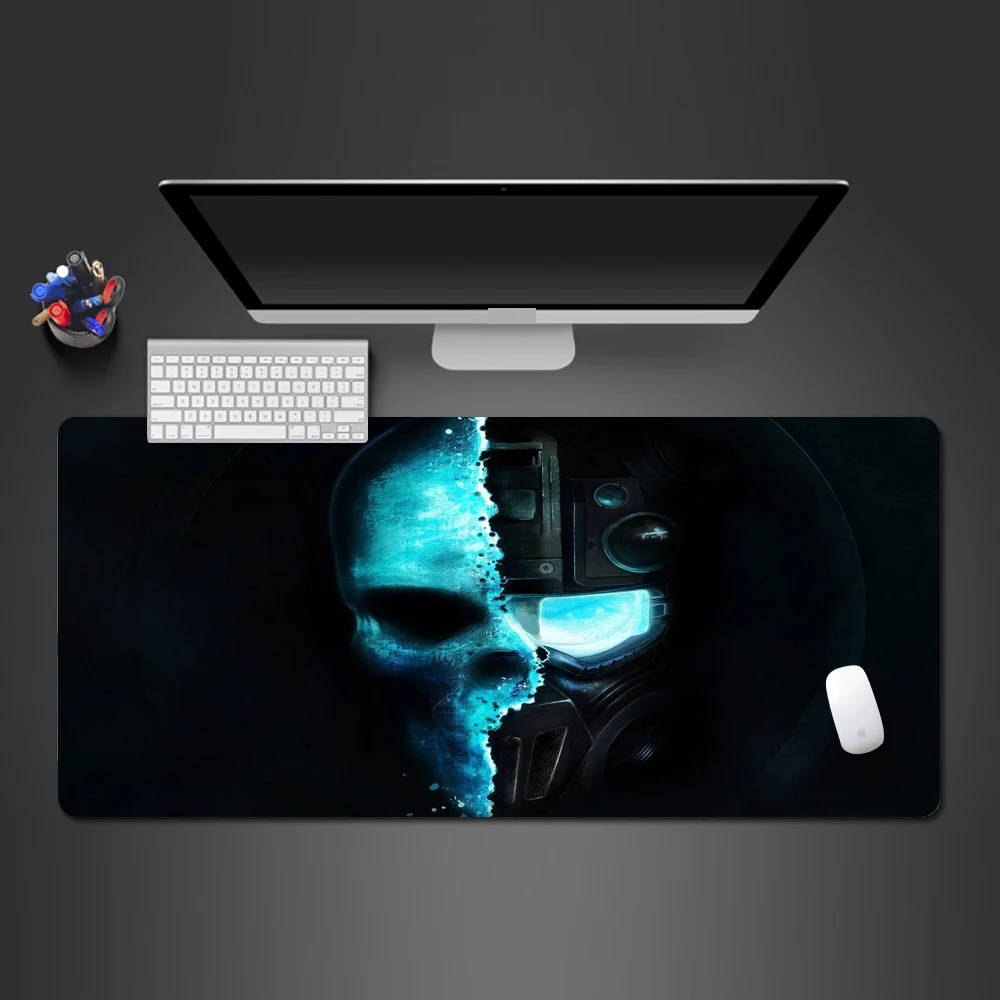 

Cold Double Blue Skull Mouse Pad Senior PC Gaming Computer Keyboard Mouse Mat Personality Gamer Mat For Mouse Christmas Gift
