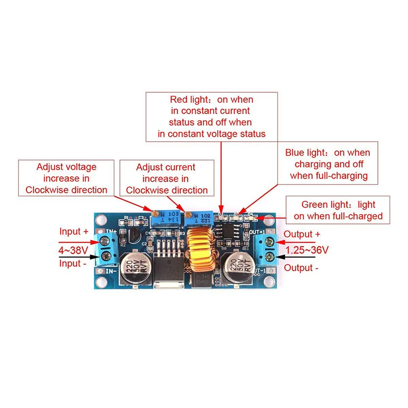 

New 1 PCS 5A DC to DC CC CV Lithium Battery Step down Charging Board Led Power Converter Lithium Charger Step Down Module