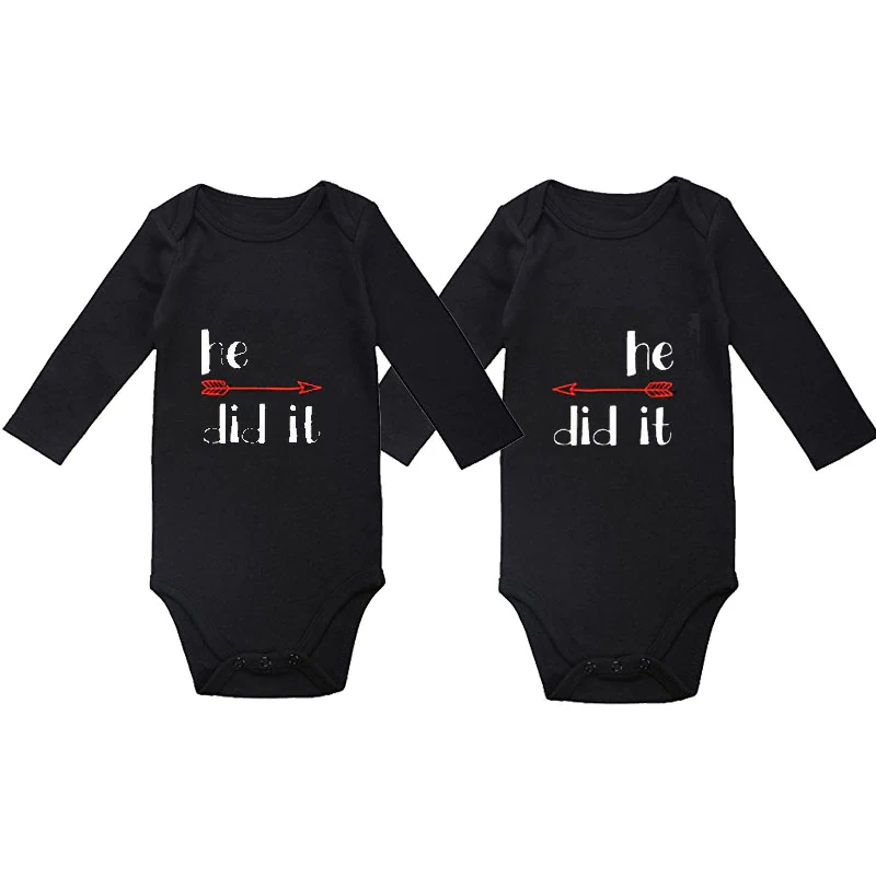 

Culbutomind Unisex Twin Body Suits Includes 2 Jumpsuits Humorous Baby Shower Gifts Long Sleeve Cotton Twin Matching Set