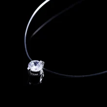 Tredy Transparent Stealth Fish Line Zircon Pendant Necklace Women Femininity Traceless Clavicle Chain Short Section Jewelry