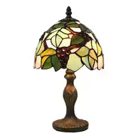 Stained Glass องุ่นกับใบแบบดั้งเดิมตารางโคมไฟข้างเตียงโคมไฟตั้งโต๊ะในร่มโคมไฟ