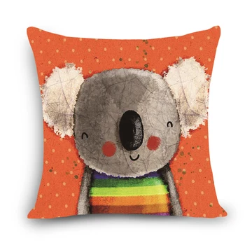 

Quality cotton Linen cushion cartoon bear printed for kids room Home Decorative Pillow 45x45cm Euro style vintage cushions MYJA6