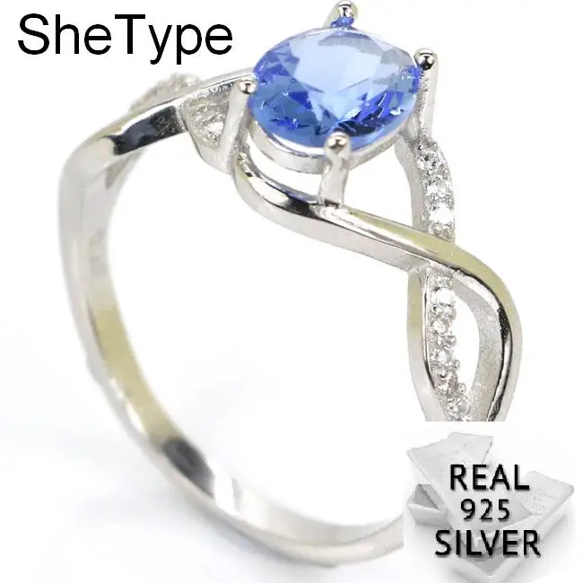 

2.1g Elegant Rich Blue Violet Tanzanite SheType CZ Gift For Girls 925 Solid Sterling Silver Rings 11x11mm
