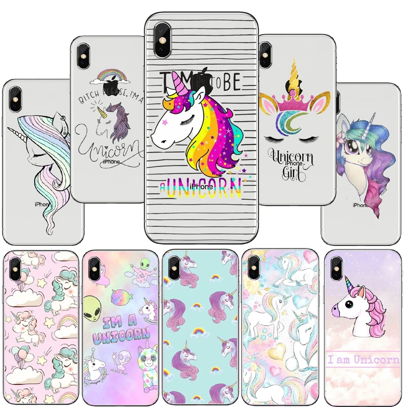Чехол с рисунком единорога на жестком ПК для Iphone 7 6 S 8 Plus 5s SE X Coque Fundas
