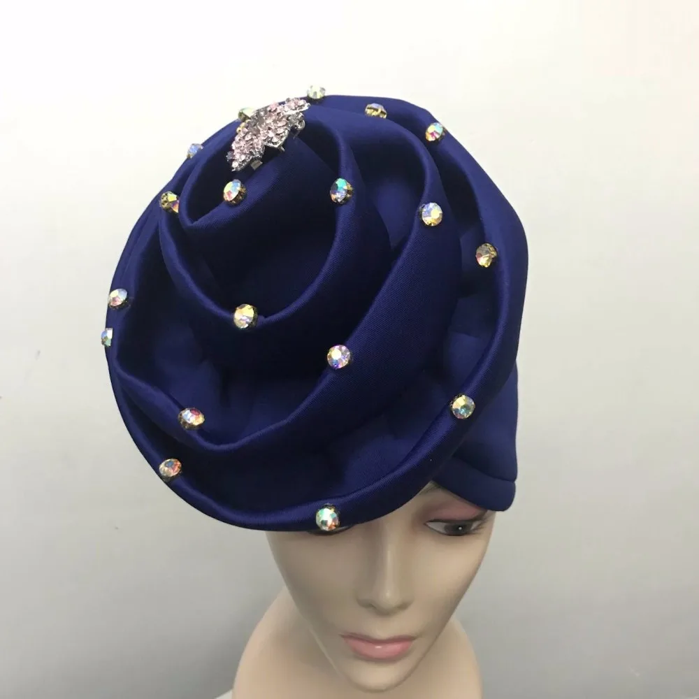 Желтый Цвет уже сделал Aso Ebi Стиль Нигерия Авто Headtie Кепки с камнями и брошь для Женское вечернее платье 30