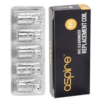 

Authentic Aspire BVC 1.8 ohm Replacement Coil (Pack of 5) for Aspire K1, ET, CE-5, ET-S Atomizer Tank