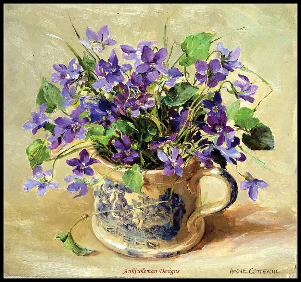 

Purple Violets - Counted Cross Stitch Kits - DIY Handmade Needlework for Embroidery 14 ct Cross Stitch Sets DMC