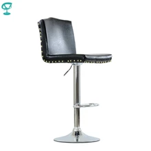 N98CrSPUblack Barneo N-98 черный кухонный барный стул с мягким сиденьем мебельная эко-кожа с блеском ножка хром стул на газ-лифте стул высокий стул для барной стойки кресло в нейл-бар стул по России
