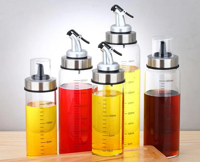 Creative glass oil bottle leakproof soy oil bottle glass vinegar set kitchen tools supplies seasoning