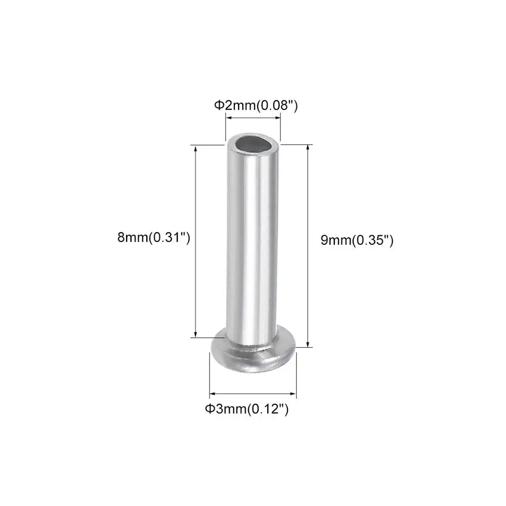 UXCELL 100 шт заклепки алюминиевые с плоской головкой полутрубчатые заклепки серебряный тон M2x4/M2x5/M2x8/M2x10/M2.5x14/M2.5x16/M3x5/M3x12/M3x14mm