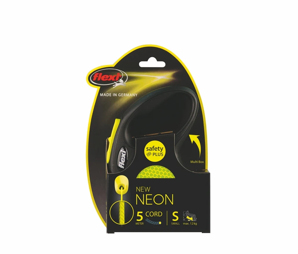 Поводок- рулетка Flexi для собак Neon New Classic S(до 12 кг), шнур, 5 м