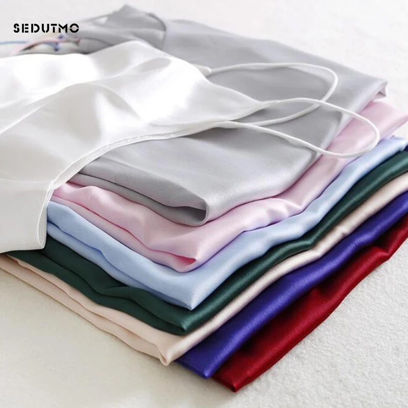 

SEDUTMO 2018 Summer Plus Size 3XL Silk tank top women Camis Sleeveless Halter Top White Blouse Fashion Shirts ED256