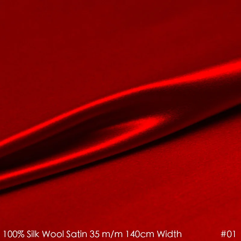 SW14035 шелк шерсть/чистый цвет, 13 цветов/шелковая ткань шелк тутового шелкопряда 35% шелк, 65% шерсть тяжелый/Ширина: 1.53yd, толщина: 35 момме - Цвет: 01
