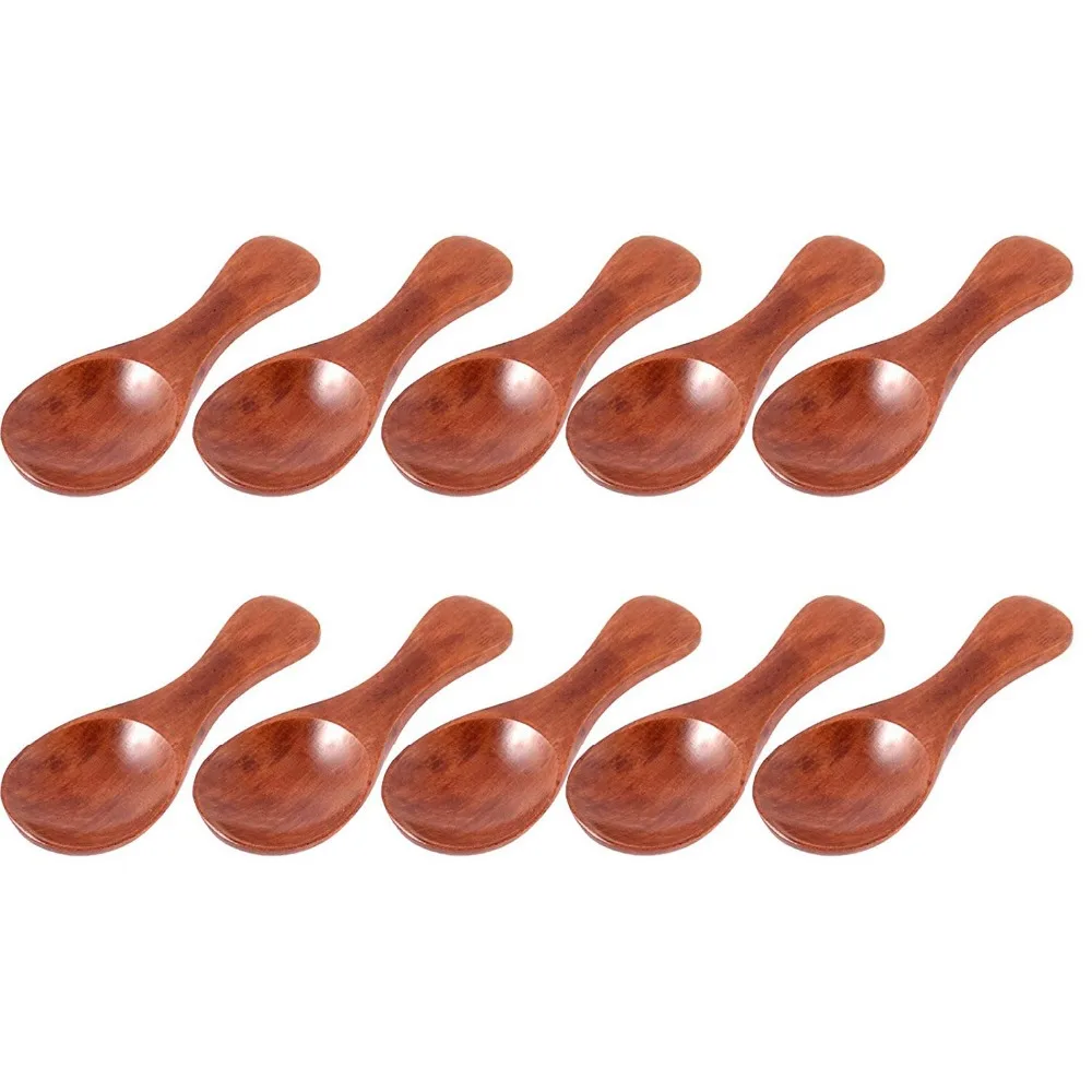 

10Pcs Wooden Small Spoons Condiment Sugar Tea Leaf Milk Powder Scale Teaspoons Measuring Scoop Seasoning Salt Spoon Mini