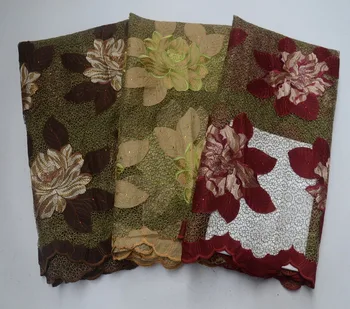 

Nigeria Big Flowers Designs African Guipure Cord Lace Mesh Best Quality French Lace For Wedding &Party Dress Material 5Yards/Lot
