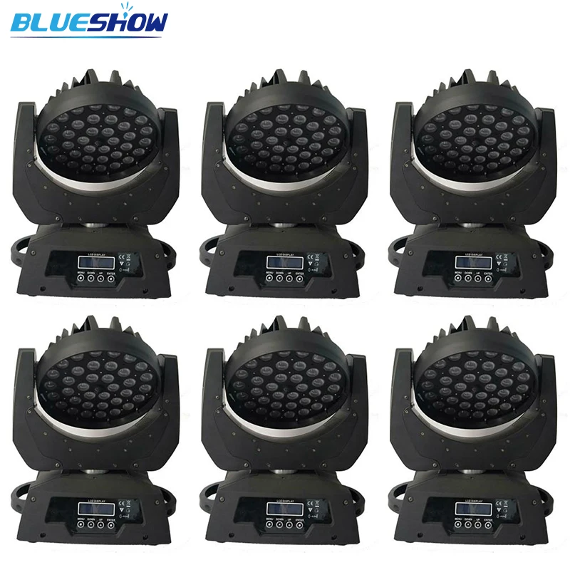 

No tax custom 6pcs/lot LED Wash Zoom moving head RGBWAUV stage light 36x15w 6in1 rgbwa dmx disco stage dj