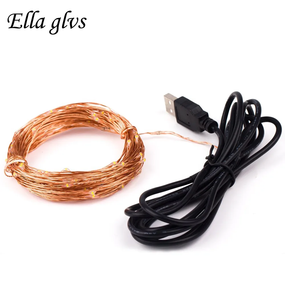 5M 50leds 10m 100leds USB LED String Lights Starry Lights Copper Wire For Home Bedroom Party Wedding Decoration