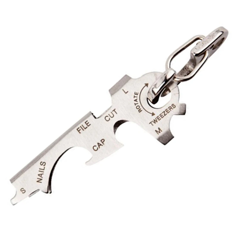 

8 in 1 Bottle Opener Keychain Gadget Multi-function Outdoor Hanging Buckle Key Clip Stainless Steel